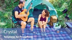  Presentation with classical - PPT theme having middle-age-couple-of-hiker background and a teal colored foreground