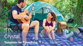  Presentation with classical guitar - Slide set consisting of middle-age-couple-of-hiker background and a teal colored foreground