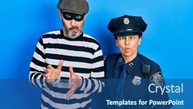  Presentation with comic couple - PPT theme with middle-age-couple-of-hispanic background and a ocean colored foreground