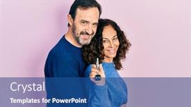  Presentation with new home - PPT layouts enhanced with middle-age-couple-of-hispanic background and a  colored foreground