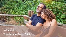  Presentation with dog park - Colorful slide set enhanced with middle-age-couple-smiling-happy backdrop and a coral colored foreground