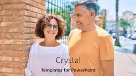  Presentation with wall street - Presentation theme having middle-age-couple-smiling-happy background and a coral colored foreground