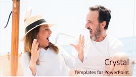  Presentation with sailboat - Beautiful presentation featuring middle age couple traveling backdrop and a lemonade colored foreground