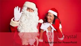  Presentation with saying - Colorful presentation design enhanced with middle-age-couple-wearing-santa backdrop and a red colored foreground