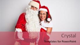  Presentation with santa - Colorful slide set enhanced with middle-age-couple-wearing-santa backdrop and a red colored foreground