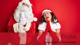  Presentation with forgiveness - Colorful presentation design enhanced with middle-age-couple-wearing-santa backdrop and a crimson colored foreground