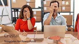  Presentation with face pain - Presentation theme enhanced with middle-age-couple-working background and a coral colored foreground