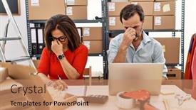  Presentation with working - Theme featuring middle-age-couple-working background and a coral colored foreground