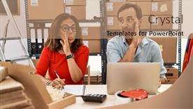  Presentation with working - Theme having middle-age-couple-working background and a  colored foreground