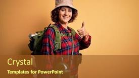 Presentation with canteen - Beautiful slide set featuring middle-age-curly-hair-hiker backdrop and a tawny brown colored foreground