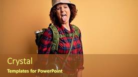  Presentation with canteen - Amazing theme having middle-age-curly-hair-hiker backdrop and a tawny brown colored foreground