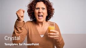  Presentation with healthy juice - Amazing presentation theme having middle-age-curly-hair-woman backdrop and a red colored foreground
