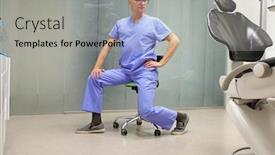  Presentation with dental office - Slide set consisting of middle-age-dentist-exercising background and a light gray colored foreground