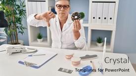  Presentation with memory - Slide set featuring middle-age-dentist-woman-holding background and a lemonade colored foreground