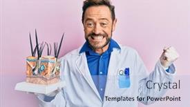  Presentation with skin doctor - Audience pleasing slide set consisting of middle-age-doctor-man-holding backdrop and a light blue colored foreground