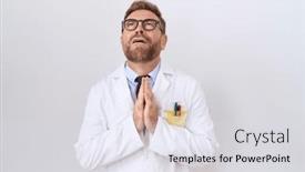  Presentation with hope - Presentation design with middle-age-doctor-man background and a sky blue colored foreground