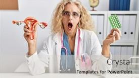  Presentation with fear - Theme enhanced with middle-age-doctor-woman-holding background and a lemonade colored foreground