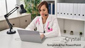  Presentation with attitude - Slide deck consisting of middle-age-doctor-woman-working background and a light gray colored foreground