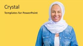  Presentation with middle eastern traditional dishes falafel - Slide deck enhanced with middle age eastern arab woman background and a  colored foreground