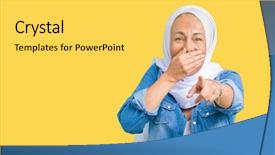  Presentation with middle eastern traditional dishes falafel - Slide set enhanced with middle age eastern arab woman background and a yellow colored foreground