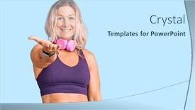  Presentation with friendly - Theme having middle-age-fit-blonde-woman background and a white colored foreground