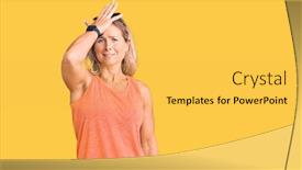  Presentation with hypertension at the productive age - Slide deck with middle-age-fit-blonde-woman background and a yellow colored foreground