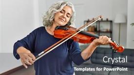  Presentation with artistic artist art brush - Slide deck having middle-age-grey-haired-artist background and a tawny brown colored foreground