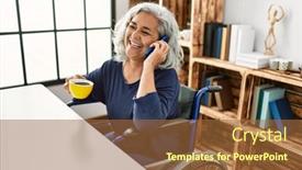  Presentation with grey - Presentation with middle-age-grey-haired-disabled background and a tawny brown colored foreground