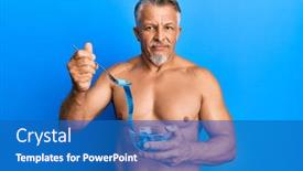  Presentation with loss - Colorful slide deck enhanced with middle-age-grey-haired-man backdrop and a teal colored foreground