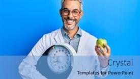  Presentation with grey - Audience pleasing PPT theme consisting of middle-age-grey-haired-man backdrop and a light blue colored foreground