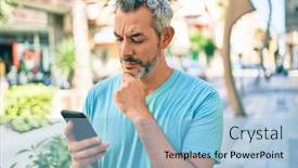  Presentation with city street - Slide set featuring middle-age-grey-haired-man background and a light blue colored foreground