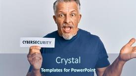  Presentation with cybersecurity - Amazing PPT theme having middle-age-grey-haired-man backdrop and a ocean colored foreground