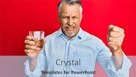  Presentation with whisky - Presentation design enhanced with middle-age-grey-haired-man background and a light blue colored foreground