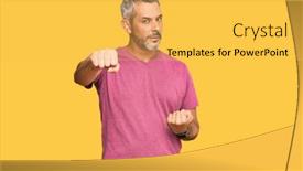  Presentation with violence - Slide deck featuring middle-age-grey-haired-man background and a yellow colored foreground