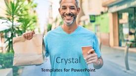  Presentation with food city - PPT layouts having middle-age-grey-haired-man background and a light blue colored foreground