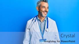  Presentation with grey - Presentation theme enhanced with middle-age-grey-haired-man background and a light blue colored foreground