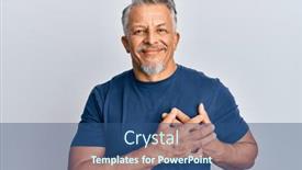  Presentation with grey - Colorful PPT layouts enhanced with middle-age-grey-haired-man backdrop and a ocean colored foreground