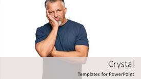  Presentation with grey plastics - PPT theme enhanced with middle-age-grey-haired-man background and a light gray colored foreground