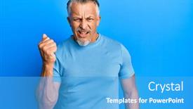  Presentation with grey - Colorful presentation theme enhanced with middle-age-grey-haired-man backdrop and a teal colored foreground