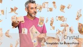  Presentation with grey - Slide deck having middle-age-grey-haired-man background and a lemonade colored foreground