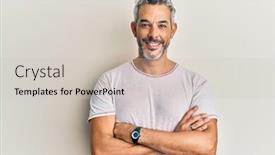  Presentation with grey - Colorful presentation theme enhanced with middle-age-grey-haired-man backdrop and a soft green colored foreground