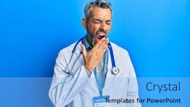  Presentation with sleepiness - Presentation with middle-age-grey-haired-man background and a light blue colored foreground