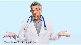  Presentation with grey - Slide deck enhanced with middle-age-grey-haired-man background and a sky blue colored foreground