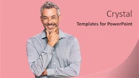  Presentation with grey - PPT theme with middle-age-grey-haired-man background and a coral colored foreground