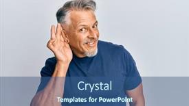  Presentation with grey - Audience pleasing theme consisting of middle-age-grey-haired-man backdrop and a ocean colored foreground