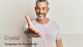  Presentation with business casual - Slides enhanced with middle-age-grey-haired-man background and a mint green colored foreground