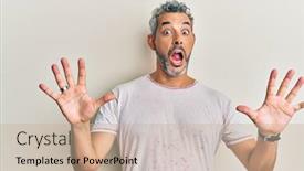  Presentation with grey - PPT layouts consisting of middle-age-grey-haired-man background and a soft green colored foreground