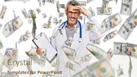  Presentation with clipboard stethoscope - Slide set having middle-age-grey-haired-man background and a lemonade colored foreground