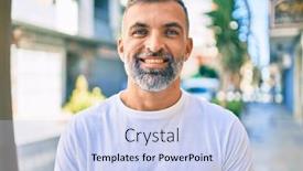  Presentation with grey - Presentation having middle-age-grey-haired-man background and a sky blue colored foreground