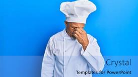  Presentation with grey - Slide set enhanced with middle-age-grey-haired-man background and a light blue colored foreground